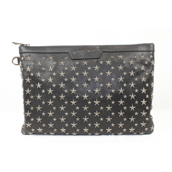 Jimmy Choo Derek Clutch Bag Leather Black - Picture 1 of 10